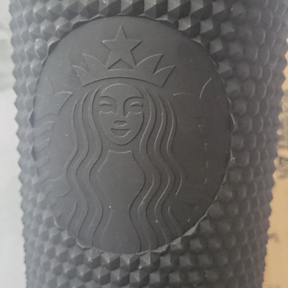 Starbucks Venti Tumbler Studded Matte Black Diamond Rubberized Cold Cup 24oz